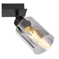 Nástěnné svítidlo, kov černý, kouřové sklo, DxŠxV: 28x9x22cm, bez žárovek 2xE27, max. 15W 230V