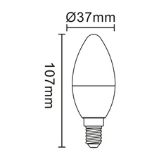 LED žárovka, plast bílý, hliník, Ø3,7cm, V:10,7cm, E14 7W 230V, 650lm zdroj, 650lm výstup, 3000K