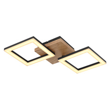 Stropní svítidlo, kov černý, dřevo tmavě hnědé, plast bílý, DxŠxV:46x23x7cm, včetně LED 18W 230V, 2100lm zdroj, 1200lm výstup, 3000K