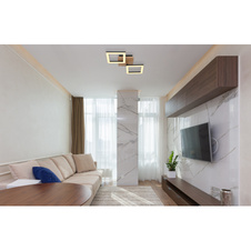 Stropní svítidlo, kov černý, dřevo tmavě hnědé, plast bílý, DxŠxV:46x23x7cm, včetně LED 18W 230V, 2100lm zdroj, 1200lm výstup, 3000K