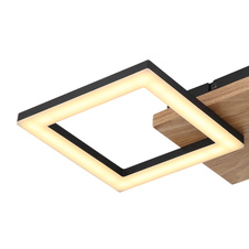 Stropní svítidlo, kov černý, dřevo tmavě hnědé, plast bílý, DxŠxV:46x23x7cm, včetně LED 18W 230V, 2100lm zdroj, 1200lm výstup, 3000K