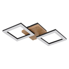 Stropní svítidlo, kov černý, dřevo tmavě hnědé, plast bílý, DxŠxV:46x23x7cm, včetně LED 18W 230V, 2100lm zdroj, 1200lm výstup, 3000K