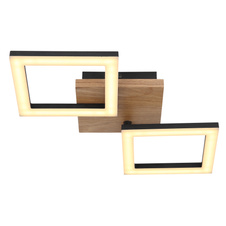Stropní svítidlo, kov černý, dřevo tmavě hnědé, plast bílý, DxŠxV:46x23x7cm, včetně LED 18W 230V, 2100lm zdroj, 1200lm výstup, 3000K