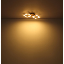 Stropní svítidlo, kov černý, dřevo tmavě hnědé, plast bílý, DxŠxV:46x23x7cm, včetně LED 18W 230V, 2100lm zdroj, 1200lm výstup, 3000K