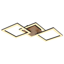 Stropní svítidlo, kov černý, dřevo tmavě hnědé, plast bílý, DxŠxV: 66x31x8cm, včetně LED 30W 230V, 3400lm zdroj, 2200lm výstup, 3000K