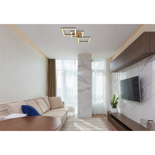 Stropní svítidlo, kov černý, dřevo tmavě hnědé, plast bílý, DxŠxV: 66x31x8cm, včetně LED 30W 230V, 3400lm zdroj, 2200lm výstup, 3000K