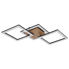 Stropní svítidlo, kov černý, dřevo tmavě hnědé, plast bílý, DxŠxV: 66x31x8cm, včetně LED 30W 230V, 3400lm zdroj, 2200lm výstup, 3000K
