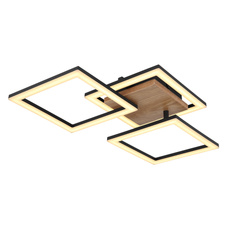 Stropní svítidlo, kov černý, dřevo tmavě hnědé, plast bílý, DxŠxV: 66x31x8cm, včetně LED 30W 230V, 3400lm zdroj, 2200lm výstup, 3000K
