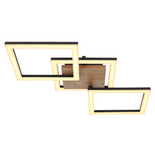 Stropní svítidlo, kov černý, dřevo tmavě hnědé, plast bílý, DxŠxV: 66x31x8cm, včetně LED 30W 230V, 3400lm zdroj, 2200lm výstup, 3000K