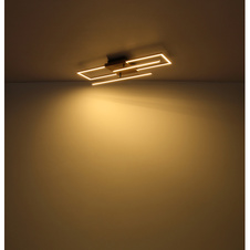 Stropní svítidlo, kov černý, MDF vzhled dřeva, plast opál, otočné, DxŠxV: 60x41x10cm, včetně LED 18W 230V, 2500lm zdroj, 1300lm výstup, 3000K
