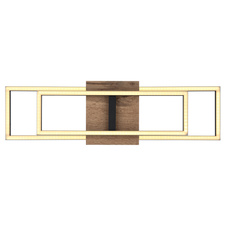 Stropní svítidlo, kov černý, MDF vzhled dřeva, plast opál, otočné, DxŠxV: 60x41x10cm, včetně LED 18W 230V, 2500lm zdroj, 1300lm výstup, 3000K