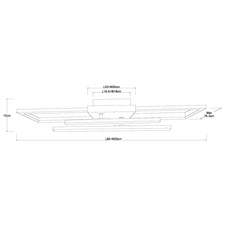Stropní svítidlo, kov černý, MDF vzhled dřeva, plast opál, otočné, DxŠxV: 80x61x12cm, včetně LED 24W 230V, 3500lm zdroj, 1800lm výstup, 3000K