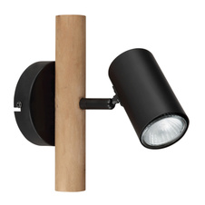 Nástěnné svítidlo, dřevo tmavě hnědé, kov černý, ŠxV: 10x20cm, H:20cm, bez žárovky 1xGU10, max. LED 5W 230V