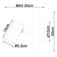 Nástěnné svítidlo, dřevo tmavě hnědé, kov černý, ŠxV: 10x20cm, H:20cm, bez žárovky 1xGU10, max. LED 5W 230V