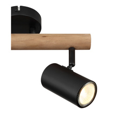 Nástěnné svítidlo, dřevo tmavě hnědé, kov černý, DxŠxV: 34x10x22cm, bez žárovek 2xGU10, max. LED 5W 230V
