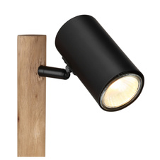 Stolní lampa, dřevo tmavě hnědé, kov černý, černý PVC kabel, s vypínačem na kabelu, ŠxV: 22x35cm, délka kabelu 1,5m, bez žárovky 1xGU10, max. LED 5W 230V