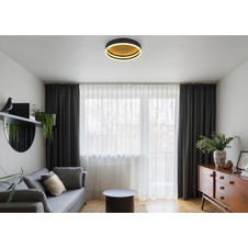 Stropní svítidlo, hliník černý, kov zlatý, akryl, Ø30cm, V:9cm, včetně LED 24W 230V, 2800lm zdroj, 700lm výstup, 3000K