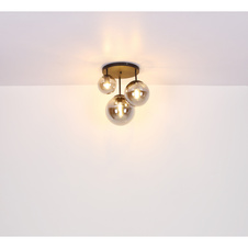 Závěsné svítidlo, kov černý, kouřové sklo, černý PVC kabel, Ø50cm, V:90cm, bez žárovek 3x E27, max. 60W 230V, 2x E27 ILLU, max. 60W 230V