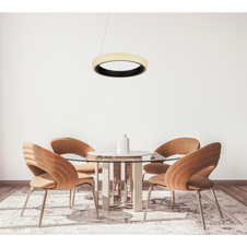 Závěsné svítidlo, kov černý, akryl černý, bílý, stmívatelné, fixace barvy, pamě. funkce, noční světlo, dál.ovládání, včetně baterií 2xAAA, Ø50cm, V:120cm, včetně LED 40W 230V, 4950lm zdroj, 2560lm výstup, změna barvy světla 3000-6500K