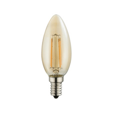 LED žárovka, stříbrná, sklo jantar, svíčkový tvar, Ø3,5cm, V:10cm, E14 LED 4W 230V, 350lm, 2200K.