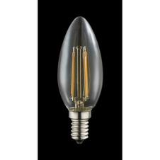 LED žárovka, stříbrná, sklo jantar, svíčkový tvar, Ø3,5cm, V:10cm, E14 LED 4W 230V, 350lm, 2200K.
