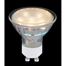LED žárovka, sklo satinované, Ø5cm, V:5,6cm, 1xGU10 LED 3W 230V, 250lm, 3000K.
