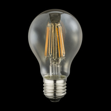 LED žárovka, stříbrná, sklo jantar, AGL vlákna, Ø6cm, V:11cm, 1xE27 LED 7W 230V, 630lm, 2200K.