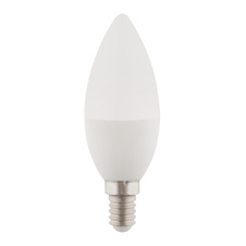 LED žárovka, hliník, plast opál bílý, tvar svíčky, stmívatelná, Ø3,7cm, V:10,7cm, 1xE14 LED 5W 230V, 470lm, 4000K
