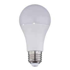LED žárovka, plast bílý, stmívatelná, Ø6cm, V:10,5cm, 1xE27 9W 230V, 806lm, 3000K.