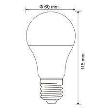 LED žárovka, bílá, Ø6cm, V:11 cm, 1xE27 LED 10,5W 230V, 1055lm, 4000K.
