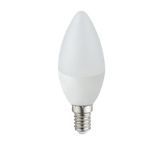 LED žárovka, keramika, bílá, svíčkový tvar, Ø3,7cm, V:9,9cm, 1xE14 LED 4,9W 230V, 470lm, 3000K.