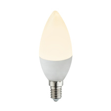 LED žárovka, hliník, plast opal bílý, svíčkový tvar, stmívatelná, Ø3,7cm, V:10,7cm, 1xE14 LED 5W 230V, 470lm, 3000K.
