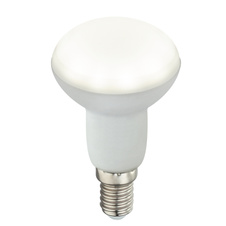 LED žárovka, plast bílý, R50, Ø5cm, V:8,2cm, 1xE14 LED 4,8W 230V, 470lm, 4000K.