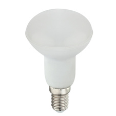 LED žárovka, plast bílý, R50, Ø5cm, V:8,2cm, 1xE14 LED 4,8W 230V, 470lm, 4000K.
