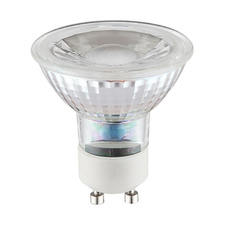 LED žárovka, sklo průhledné, stmívatelná, Ø5cm, V:5,4cm, 1xGU10 LED 4,7W 230V, 345lm, 4000K