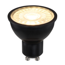 LED žárovka, plast průhledný a černý, stmívatelná, Ø5cm, V:5,3cm, 1xGU10 LED 6,5W 230V 450lm 3000K