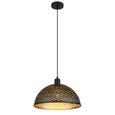 Závěsné svítidlo, kov černý matný, kov zlatý, kabel PVC černý, nastavitelná výška, Ø360 mm, V:1200mm, bez žárovek 1xE27, max. 60W 230V