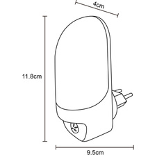 Svítidlo do zásuvky plastové bílé, satinované, noční světlo, včetně senzoru, soumrakový senzor zapíná ve tmě, ŠxV:40x118mm, H:95mm, 4x LED 0,2W 230V, 20lm zdroj, 20lm výstup, 6500K