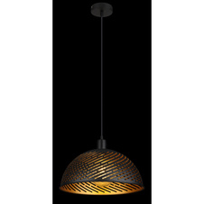 Závěsné svítidlo, kov černý matný, kov zlatý, kabel PVC černý, nastavitelná výška, Ø360 mm, V:1200mm, bez žárovek 1xE27, max. 60W 230V