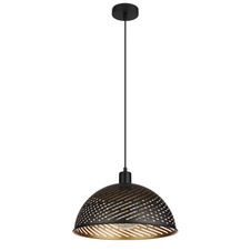 Závěsné svítidlo, kov černý matný, kov zlatý, kabel PVC černý, nastavitelná výška, Ø360 mm, V:1200mm, bez žárovek 1xE27, max. 60W 230V