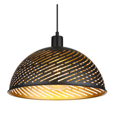Závěsné svítidlo, kov černý matný, kov zlatý, kabel PVC černý, nastavitelná výška, Ø360 mm, V:1200mm, bez žárovek 1xE27, max. 60W 230V