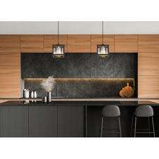 Závěsné svítidlo kov černý matný, skleněné krystaly kouřové barvy, DxŠxV:170x170x1200mm, bez žárovky 1x E27 40W 230V