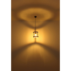 Závěsné svítidlo kov černý matný, dřevo tmavě hnědé, kabel textil černý, Ø:400mm, V:1200mm, bez žárovek 3x E27 40W 230V