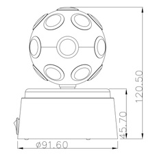 Dekorativní svítidlo, černý plast, plast multicolor, otočná disko koule, vypínač, bez baterií 3xAA 1,5V baterie, Ø9cm, V:12cm, včetně 3xLED 0,06W 3V, bílá.