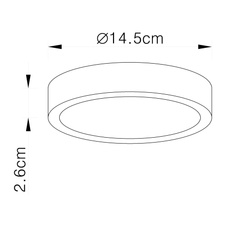 Stropní svítidlo, hliník matný nikl, akryl opálový, stmívatelné, Ø15cm, V:3cm, včetně 1xLED 15W 230V, zdroj 1700lm, výstup 1100lm, 4000K