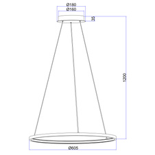 Závěsné svítidlo, nikl mat, plast opál, Ø60cm, V:120cm, včetně 1xLED 29W 230V, zdroj 3300lm, výstup 1400lm, 3000K