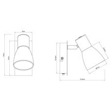 Nástěnné svítidlo, kov černý, kouřové sklo, s vypínačem, ŠxV: 7x14cm, H:16cm, bez žárovky 1xE14, max. 40W 230V