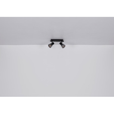 Stropní svítidlo, kov černý, kouřové sklo, DxŠxV: 40x7x16cm, bez žárovek 3xE14, max. 40W 230V