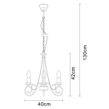 Závěsné svítidlo, mosaz, Ø 40cm, V:130cm, bez žárovek 3xE14, max. 40W 230V.