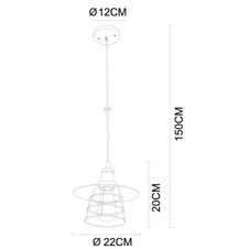 Závěsné svítidlo, kov bronzový, kov černý, Ø22cm V:150cm, bez žárovky 1xE27, max. 60W 230V.